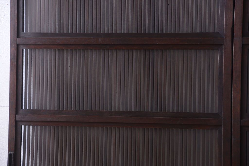 和製アンティーク　裏ガラス入り!古い木の格子戸2枚セット