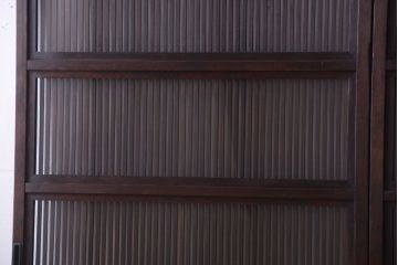 和製アンティーク　裏ガラス入り!古い木の格子戸2枚セット