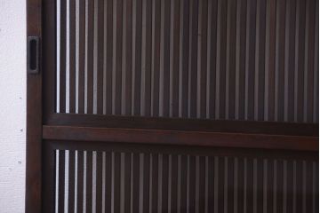 和製アンティーク　裏ガラス入り!古い木の格子戸2枚セット