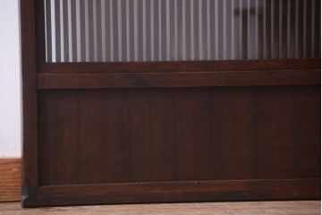 和製アンティーク　裏ガラス入り!古い木の格子戸2枚セット