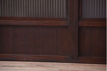 和製アンティーク　裏ガラス入り!古い木の格子戸2枚セット