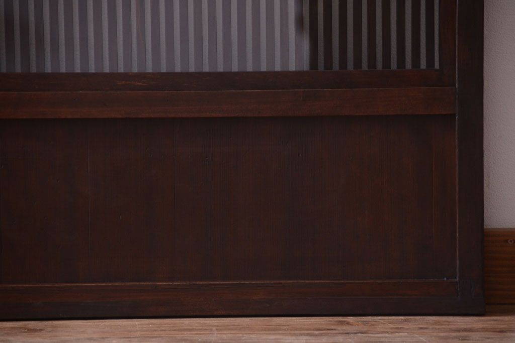 和製アンティーク　裏ガラス入り!古い木の格子戸2枚セット