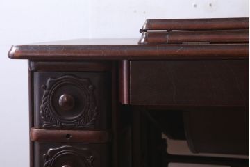 アンティーク家具　アンティーク　ストレートレッグの2杯引き出しシンガーミシンテーブル