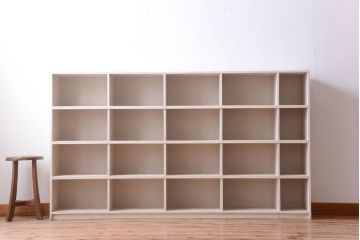 アンティーク家具　アンティーク　オリジナルペイント!白ペンキの古いマス目棚