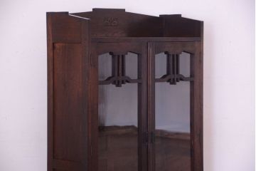アンティーク家具　大正ロマン　象嵌入り!古い木のおしゃれなアンティークブックケース(本箱)