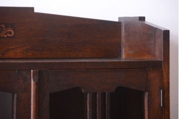 アンティーク家具　大正ロマン　象嵌入り!古い木のおしゃれなアンティークブックケース(本箱)