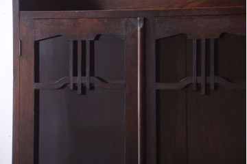 アンティーク家具　大正ロマン　象嵌入り!古い木のおしゃれなアンティークブックケース(本箱)