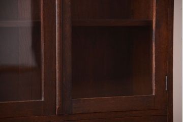 アンティーク家具　大正ロマン　象嵌入り!古い木のおしゃれなアンティークブックケース(本箱)