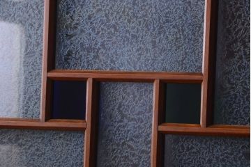 大正ロマン　当時物色ガラス入り!アンティーク引き戸2枚セット