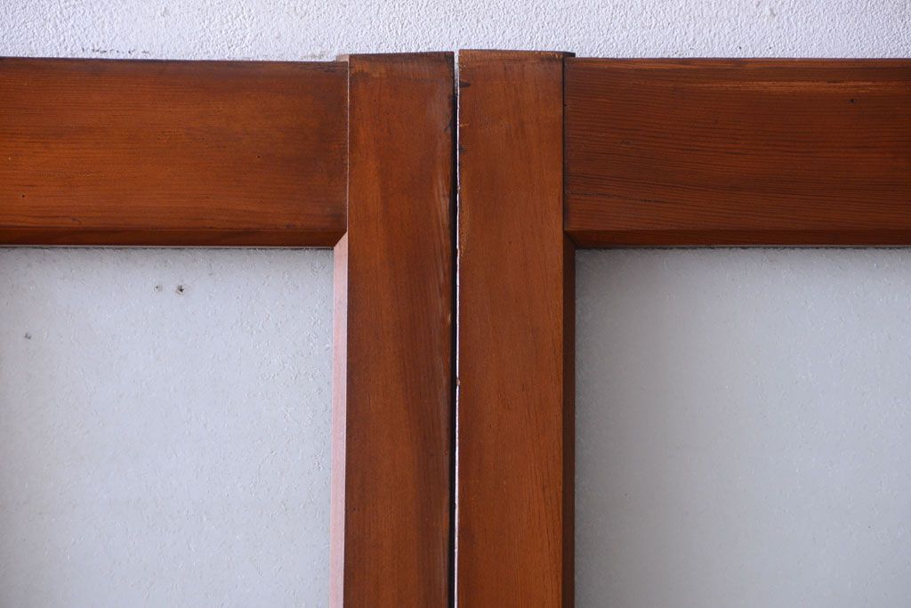 大正ロマン　当時物色ガラス入り!アンティーク引き戸2枚セット