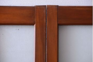 大正ロマン　当時物色ガラス入り!アンティーク引き戸2枚セット