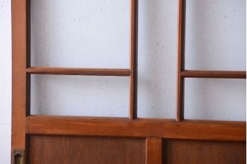 大正ロマン　当時物色ガラス入り!アンティーク引き戸2枚セット