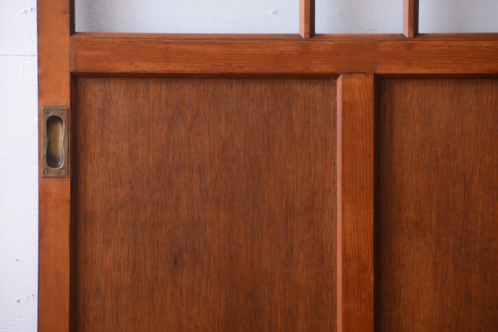 大正ロマン　当時物色ガラス入り!アンティーク引き戸2枚セット