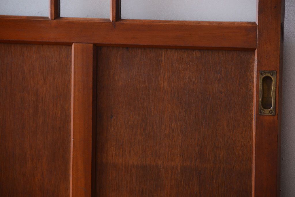 大正ロマン　当時物色ガラス入り!アンティーク引き戸2枚セット