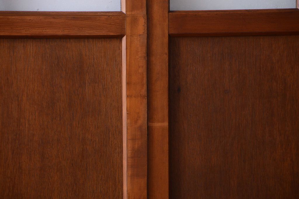 大正ロマン　当時物色ガラス入り!アンティーク引き戸2枚セット