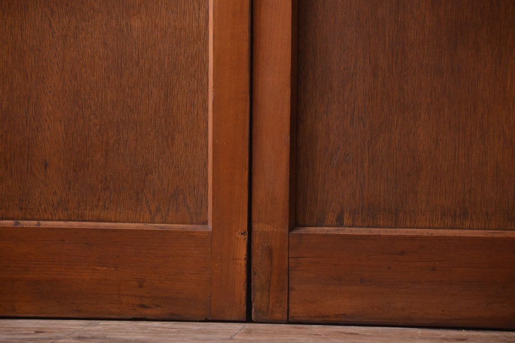 大正ロマン　当時物色ガラス入り!アンティーク引き戸2枚セット