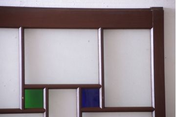 大正ロマン　当時物色ガラス入り!アンティーク引き戸2枚セット