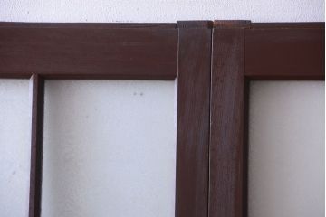 大正ロマン　当時物色ガラス入り!アンティーク引き戸2枚セット