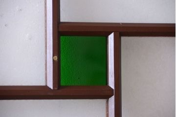 大正ロマン　当時物色ガラス入り!アンティーク引き戸2枚セット