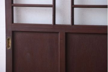 大正ロマン　当時物色ガラス入り!アンティーク引き戸2枚セット