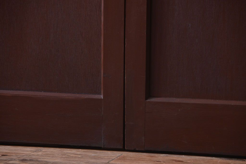 大正ロマン　当時物色ガラス入り!アンティーク引き戸2枚セット