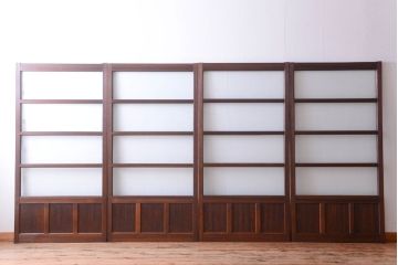 和製アンティーク　古い木のモールガラス戸4枚セット