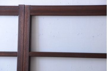 和製アンティーク　古い木のモールガラス戸4枚セット