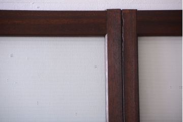 和製アンティーク　古い木のモールガラス戸4枚セット