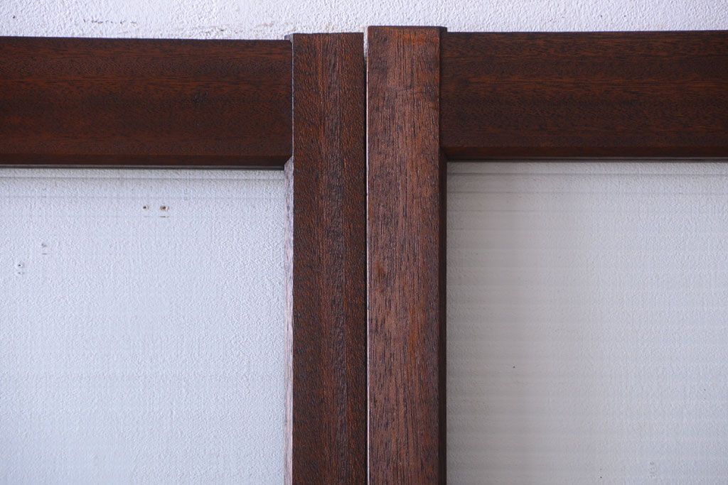 和製アンティーク　古い木のモールガラス戸4枚セット