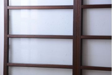 和製アンティーク　古い木のモールガラス戸4枚セット