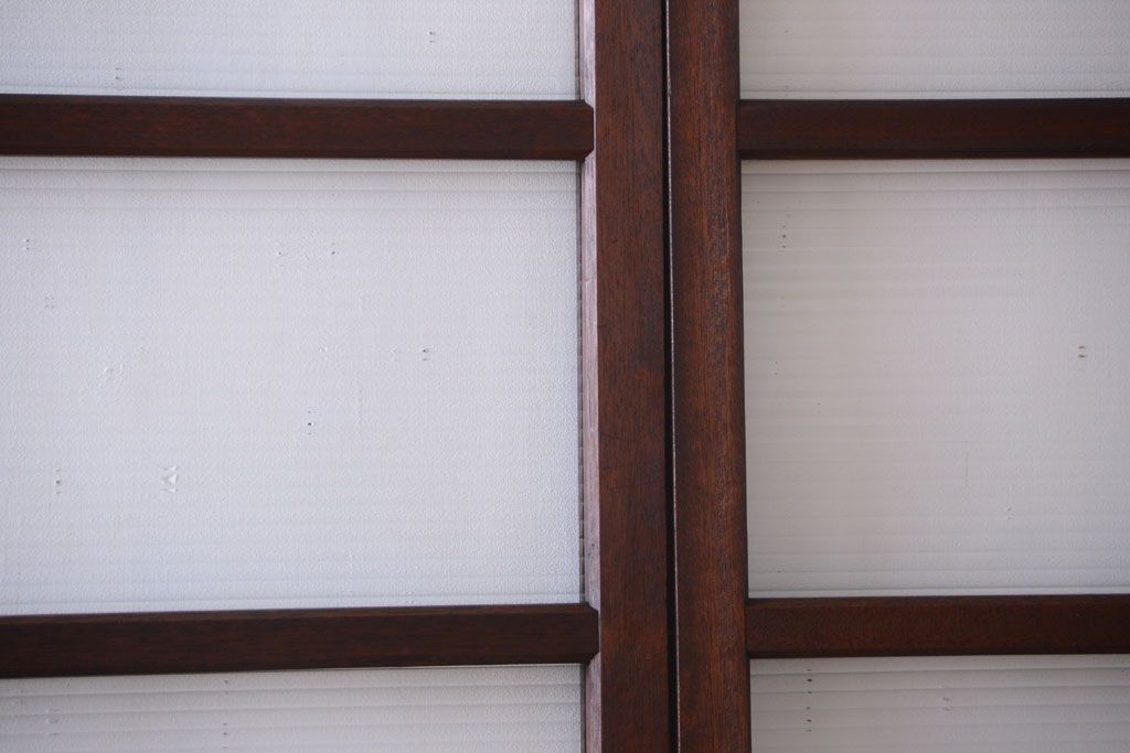 和製アンティーク　古い木のモールガラス戸4枚セット