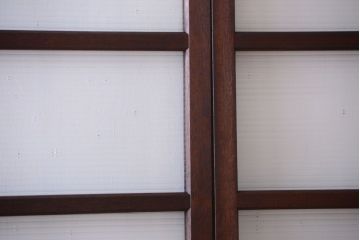 和製アンティーク　古い木のモールガラス戸4枚セット