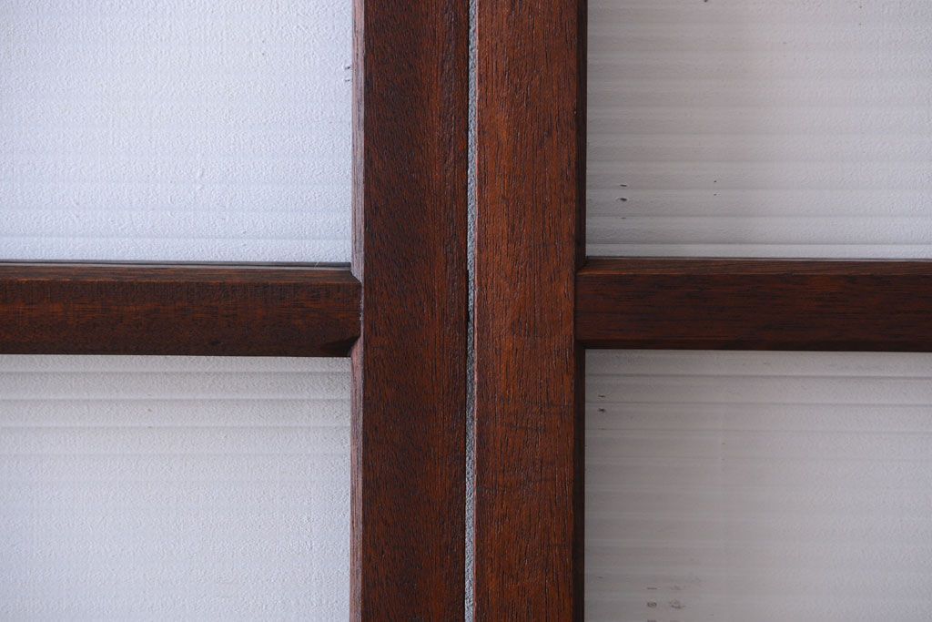 和製アンティーク　古い木のモールガラス戸4枚セット