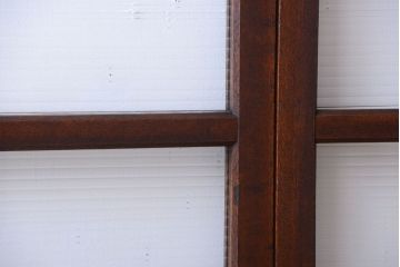 和製アンティーク　古い木のモールガラス戸4枚セット