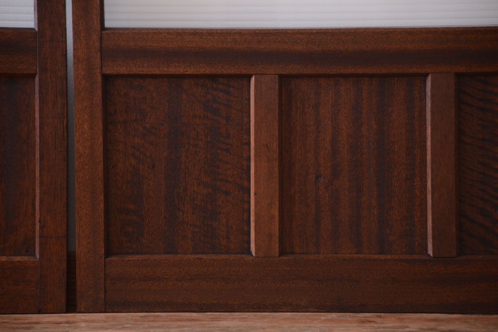 和製アンティーク　古い木のモールガラス戸4枚セット