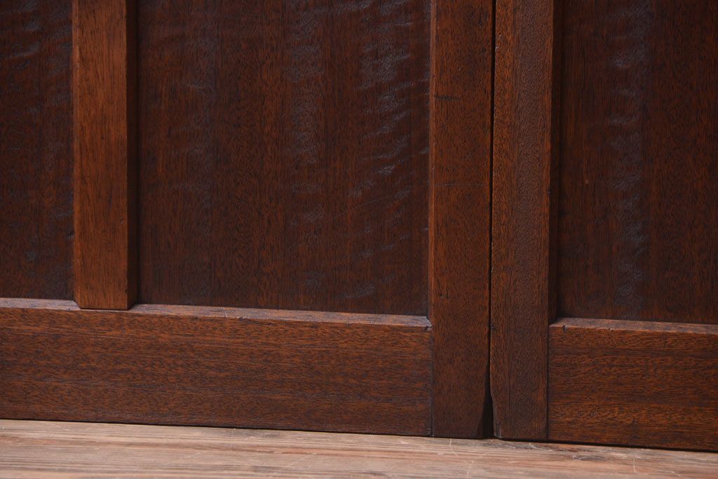 和製アンティーク　古い木のモールガラス戸4枚セット