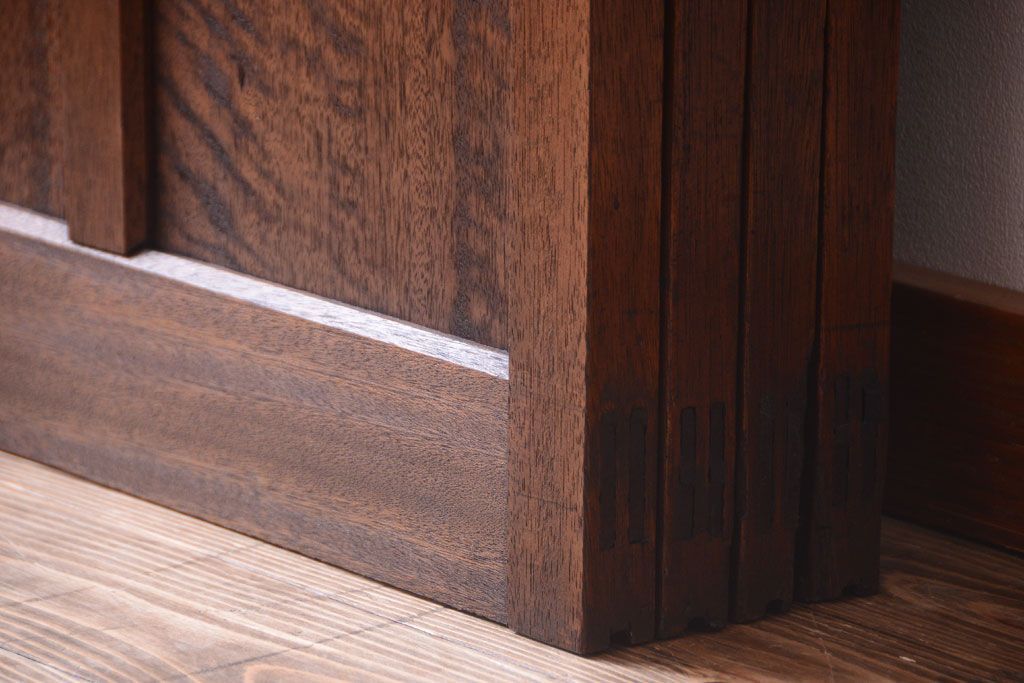 和製アンティーク　古い木のモールガラス戸4枚セット