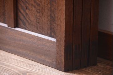 和製アンティーク　古い木のモールガラス戸4枚セット