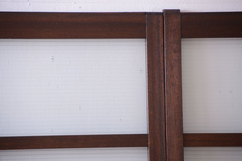 和製アンティーク　古い木のモールガラス戸4枚セット