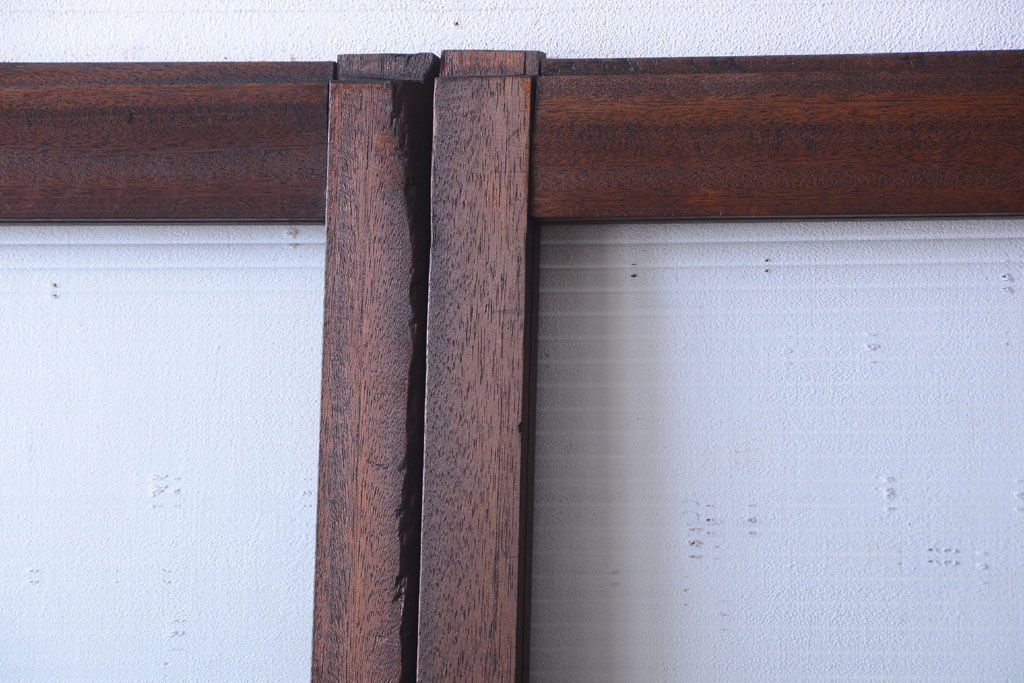 和製アンティーク　古い木のモールガラス戸4枚セット