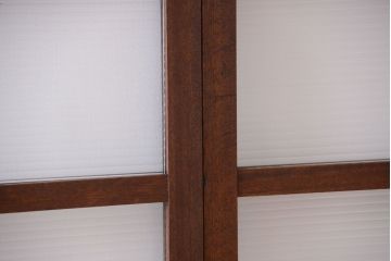 和製アンティーク　古い木のモールガラス戸4枚セット