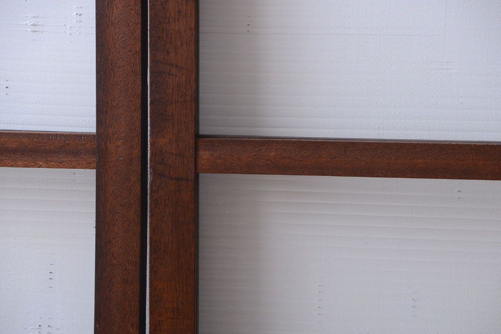 和製アンティーク　古い木のモールガラス戸4枚セット