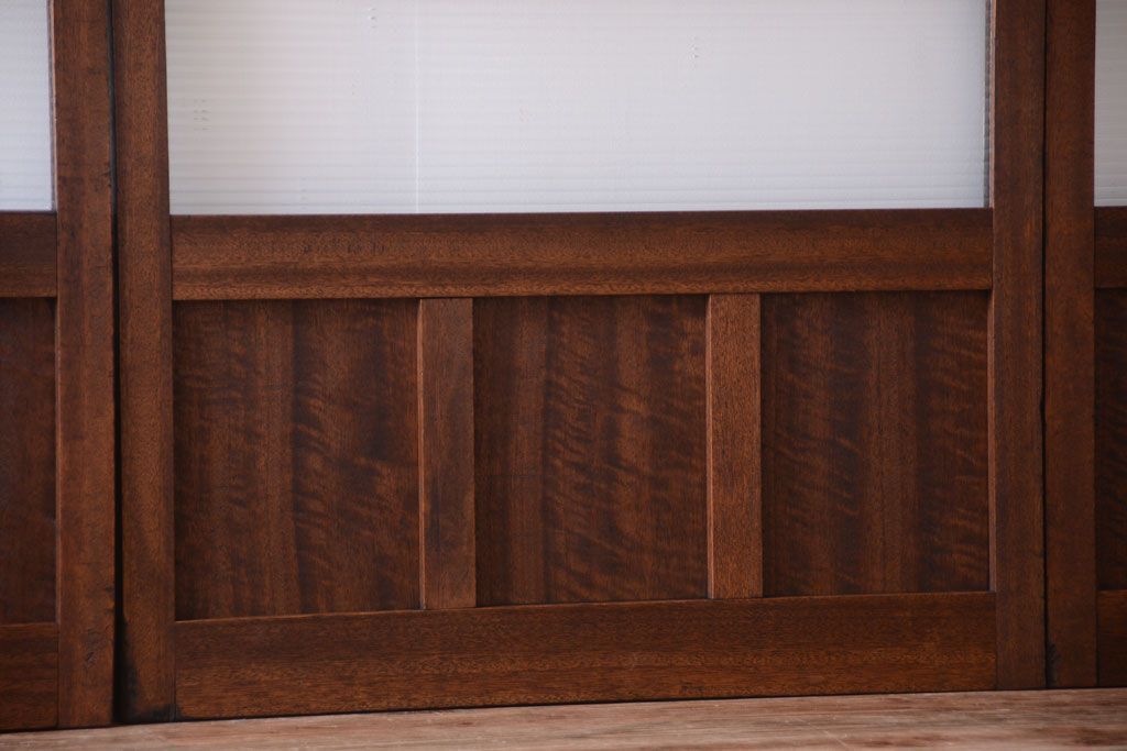 和製アンティーク　古い木のモールガラス戸4枚セット