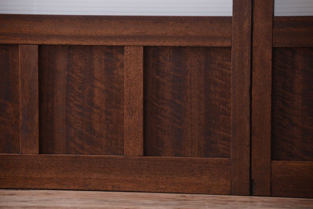 和製アンティーク　古い木のモールガラス戸4枚セット