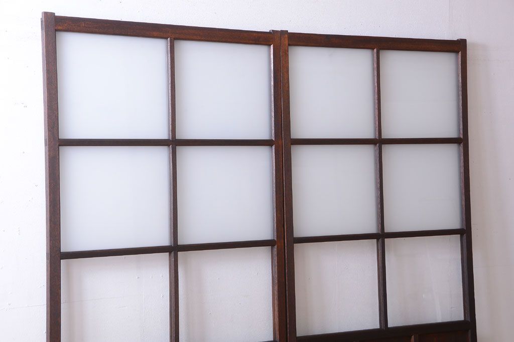 昭和レトロ　すり・クリアガラスの引き戸2枚セット