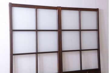 昭和レトロ　すり・クリアガラスの引き戸2枚セット