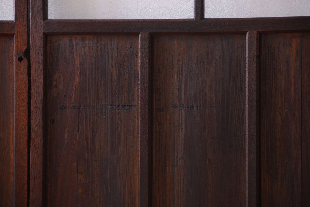 昭和レトロ　すり・クリアガラスの引き戸2枚セット