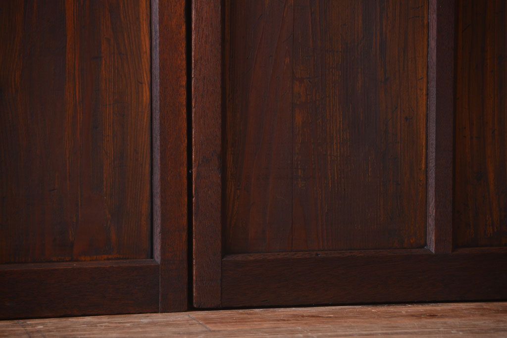 昭和レトロ　すり・クリアガラスの引き戸2枚セット