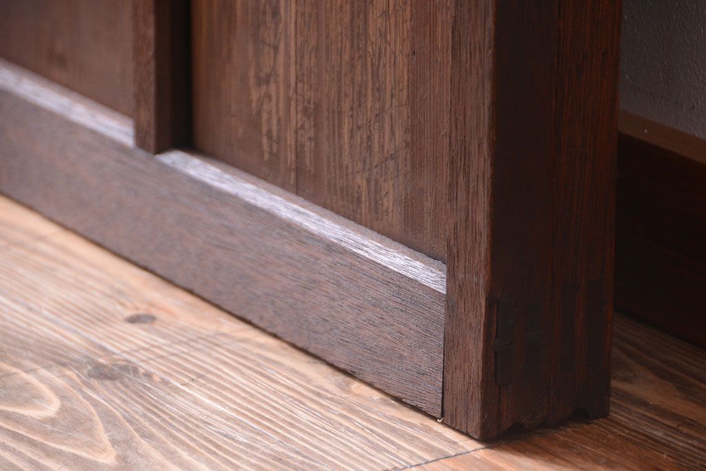 昭和レトロ　すり・クリアガラスの引き戸2枚セット