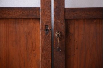 昭和レトロ　すり・クリアガラスの引き戸2枚セット